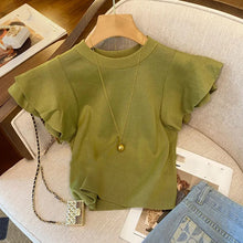 画像をギャラリービューアに読み込む, フレア裾薄ニットTシャツトップス2カラー選択