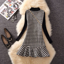 画像をギャラリービューアに読み込む, 着回しコーデ3点セットアップ黒ニットトップス&チェック柄ベストワンピース&チェン付きバッグセットアップ(バッグ付き)