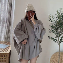 画像をギャラリービューアに読み込む, 3カラー選択無地長袖ゆったり着痩せ効果パーカーカジュアルコーデしやすいカジュアルトップス