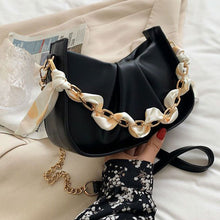 画像をギャラリービューアに読み込む, 3カラースカーフ付きチーンアンダーアームワンショルダーバッグ