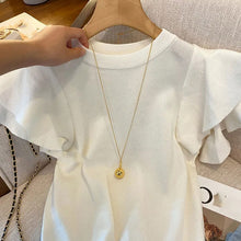 画像をギャラリービューアに読み込む, フレア裾薄ニットTシャツトップス2カラー選択