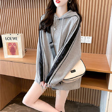 画像をギャラリービューアに読み込む, 3colors秋新品カジュアルスポーツ配色フード付きゆるリラックスパーカー