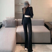 画像をギャラリービューアに読み込む, 美シルエットショートトップス&ハイウエストカジュアルパンツセットアップ