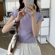 画像をギャラリービューアに読み込む, フレンチ袖日常無地Tシャツコーデしやすい万能トップス