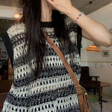 画像をギャラリービューアに読み込む, ニットタッセル配色切替ノースリーブベストワンピース