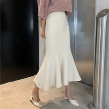 画像をギャラリービューアに読み込む, 2カラー韓国風優しい雰囲気スリムニットAラインフィッシュテイルスカート