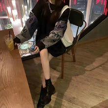 画像をギャラリービューアに読み込む, 体型カバー カジュアルジッパー付きアルファベットプリントゆったりパーカートップス