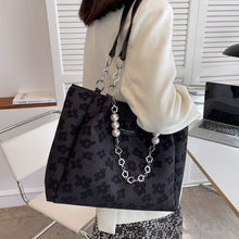 画像をギャラリービューアに読み込む, ビーズ付き飾り花柄トートバッグ大容量バッグ3カラー選択