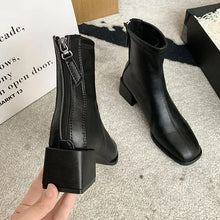 画像をギャラリービューアに読み込む, PUレザーショートブーツジョッキーブーツハイヒールシューズ