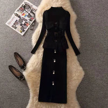 画像をギャラリービューアに読み込む, 無袖ベストアウター&無地ニットセータートップス&無地コーデしやすいスカートセットアップ