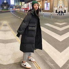 画像をギャラリービューアに読み込む, ゆったりコーデしやすい無地レデイースファッション暖かいロングダウンジャケット