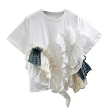 画像をギャラリービューアに読み込む, 不規則フリル裾切り替えデザインスタイル半袖コーデしやすいTシャツトップス