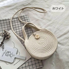 画像をギャラリービューアに読み込む, ストローウーブンバッグ丸バッグショルダーバッグ