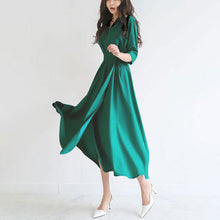 画像をギャラリービューアに読み込む, 人気沸騰 エレガントVネック切り替えレギュラーウエストAライン無地デートワンピース