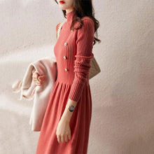 画像をギャラリービューアに読み込む, 気質アップストライプボタン付きニットワンピースデートワンピース