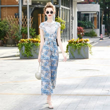 画像をギャラリービューアに読み込む, 白レースフレンチ袖トップス&花柄オールインワンセットアップ