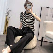 画像をギャラリービューアに読み込む, ストライプ柄半袖トップス&無地ガウチョセットアップ