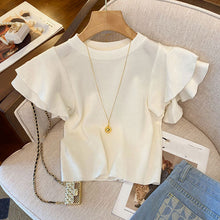 画像をギャラリービューアに読み込む, フレア裾薄ニットTシャツトップス2カラー選択