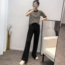 画像をギャラリービューアに読み込む, ストライプ柄半袖トップス&無地ガウチョセットアップ