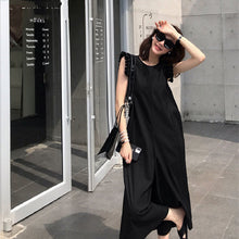 画像をギャラリービューアに読み込む, フリル裾無袖オールインワン無地シンプルジャンプスーツオールインワン