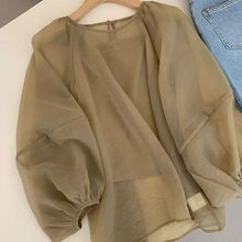 画像をギャラリービューアに読み込む, シースルーブラウスレトロトップス
