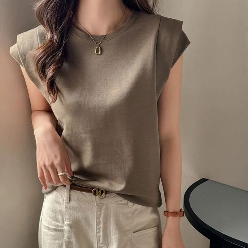 フレンチ袖無地シンプルコーデTシャツトップス