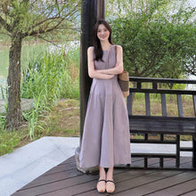 画像をギャラリービューアに読み込む, ノースリーブベストワンピース大振り無地ワンピースデートワンピース
