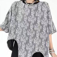 画像をギャラリービューアに読み込む, 不規則デザインレース花柄Tシャツトップス
