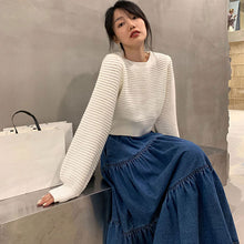 画像をギャラリービューアに読み込む, デニムフレア裾スカートAラインスカートボトムス
