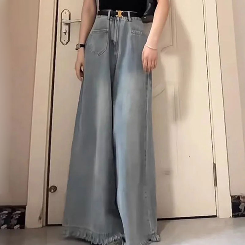 デニムジーンパンタッセルガウチョパンツ