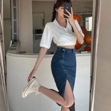 画像をギャラリービューアに読み込む, デニムスリットミディスカート レディース ハイウエスト 着痩せ カジュアル通勤
