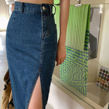 画像をギャラリービューアに読み込む, デニムスリットミディスカート レディース ハイウエスト 着痩せ カジュアル通勤
