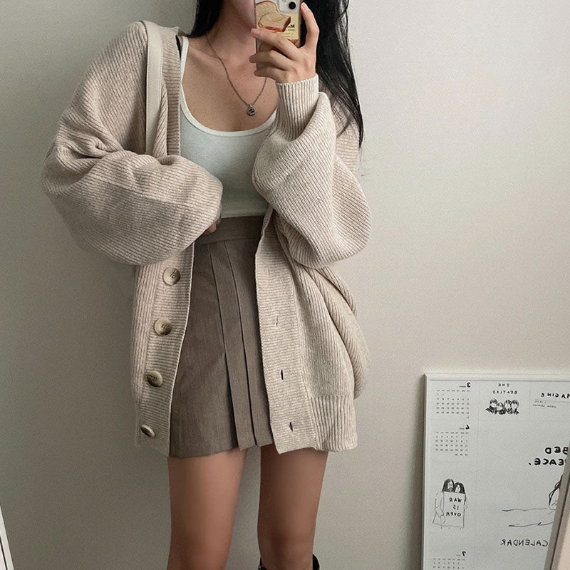 ニットカーディガン ルーズシルエット アウターコーデしやすい