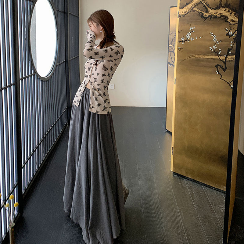 ロングスカート ワイドシルエットマキシ丈 大人きれいめボトムス