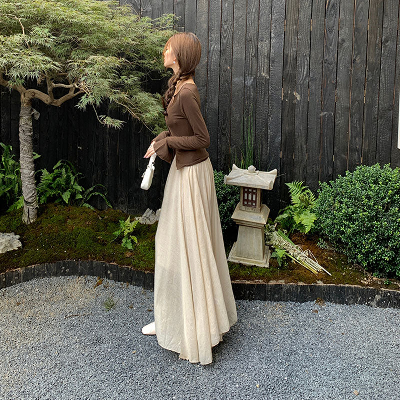 ロングスカート ワイドシルエットマキシ丈 大人きれいめボトムス