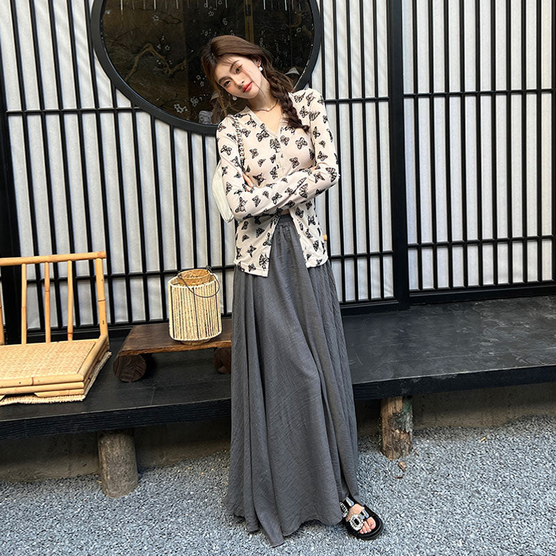 ロングスカート ワイドシルエットマキシ丈 大人きれいめボトムス