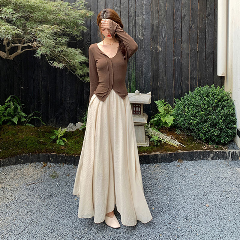 ロングスカート ワイドシルエットマキシ丈 大人きれいめボトムス