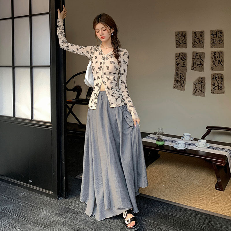 ロングスカート ワイドシルエットマキシ丈 大人きれいめボトムス