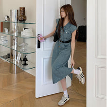 画像をギャラリービューアに読み込む, ノースリーブ デニムワンピース レディース ベルト付き ミディ丈 着痩せ カジュアル
