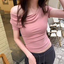 画像をギャラリービューアに読み込む, 2way 着用可ドレープ オフショルダー トップス 細見え 体型カバー
