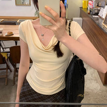 画像をギャラリービューアに読み込む, 2way 着用可ドレープ オフショルダー トップス 細見え 体型カバー
