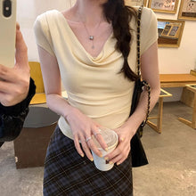 画像をギャラリービューアに読み込む, 2way 着用可ドレープ オフショルダー トップス 細見え 体型カバー
