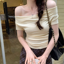 画像をギャラリービューアに読み込む, 2way 着用可ドレープ オフショルダー トップス 細見え 体型カバー
