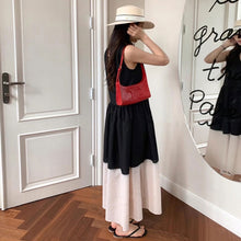 画像をギャラリービューアに読み込む, バイカラー ドッキング チェック柄ワンピースノースリーブ マキシ丈 大人可愛いカジュアルワンピース
