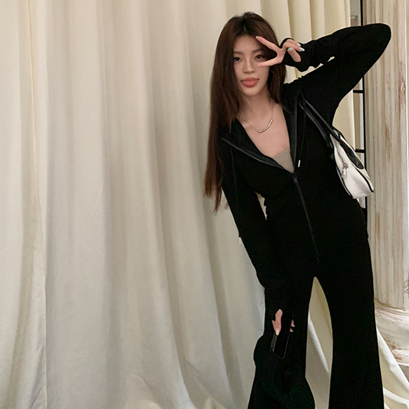 レディース パーカーセットアップ ジップアップパーカー+ワイドパンツ2点セットカジュアル韓国風 ルームウェア 通勤