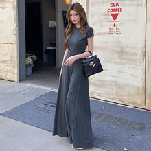 画像をギャラリービューアに読み込む, バックレースアップセットアップ ワンピース風トップス + ロングスカート 着痩せ カジュアル
