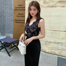 画像をギャラリービューアに読み込む, 大人のセクシーコーデレース切り替え サテンワンピース ミディ丈 エレガント デート お呼ばれ
