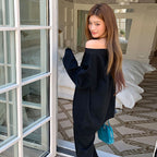 セットアップ ワンショルダーオフショルダースウェット+カジュアルパンツ 2 点セット ルーズシルエット 韓国風 カジュアル日常着