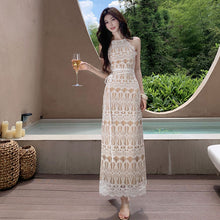 画像をギャラリービューアに読み込む, レース ホルターネック マキシワンピース 夏 リゾート 体型カバー 着痩せ 大人可愛い セクシー
