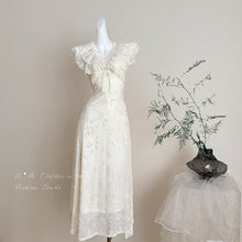 画像をギャラリービューアに読み込む, レースフリル 花柄レース マキシデートワンピース デートコーデ 着痩せ 大人エレガント
